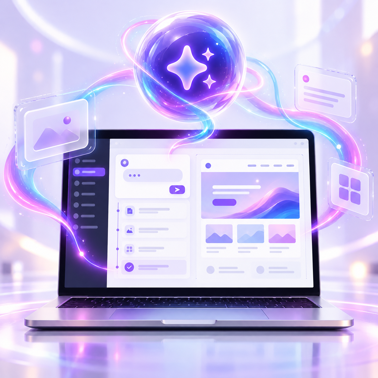 Sklep Mockup laptopa z interfejsem agenta AI do WordPressa
