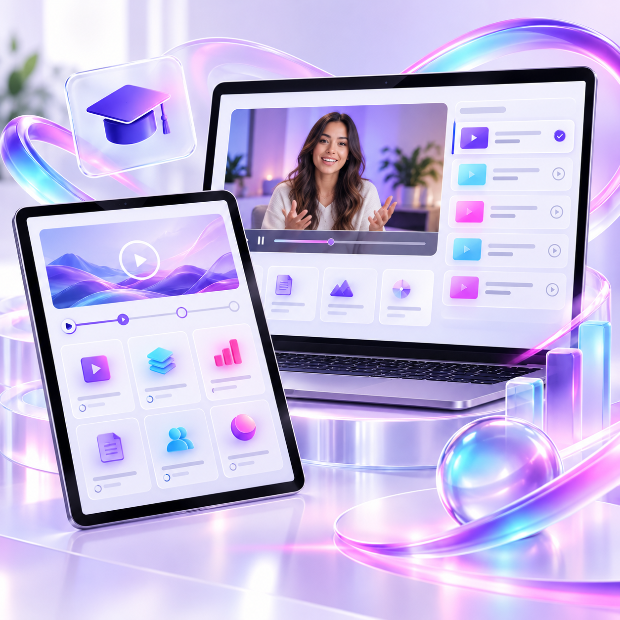 Sklep Mockup platformy kursu online na laptopie i tablecie